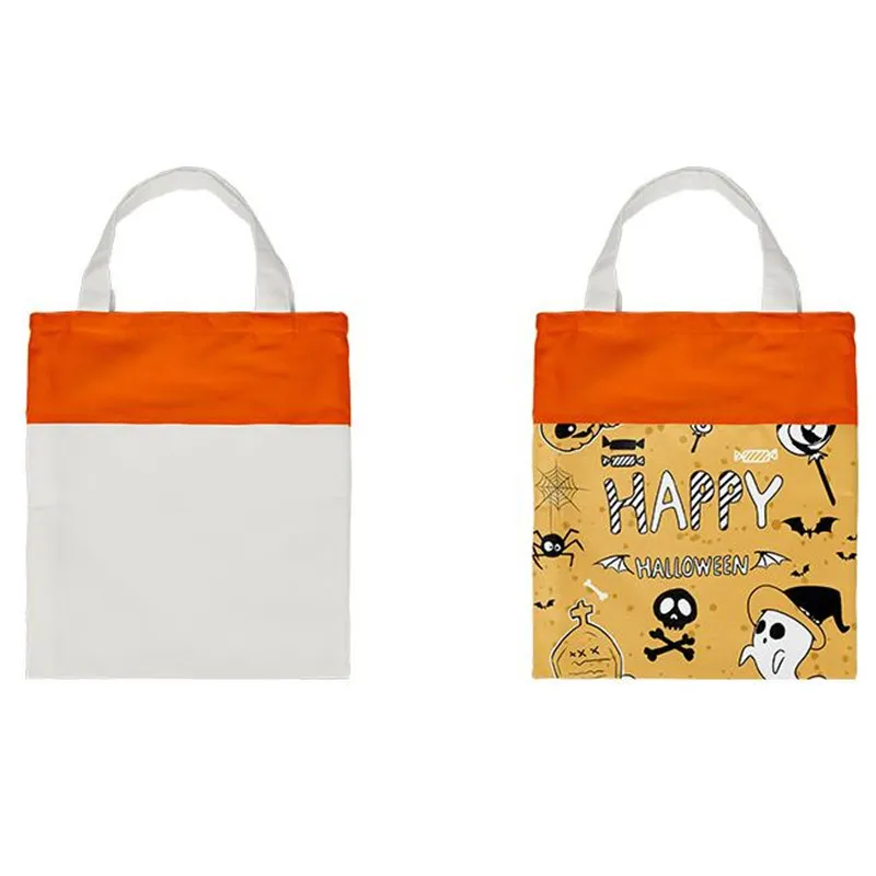 Halloween Candy Bags Reusable Canvas Sublimation Tote Bags Backs